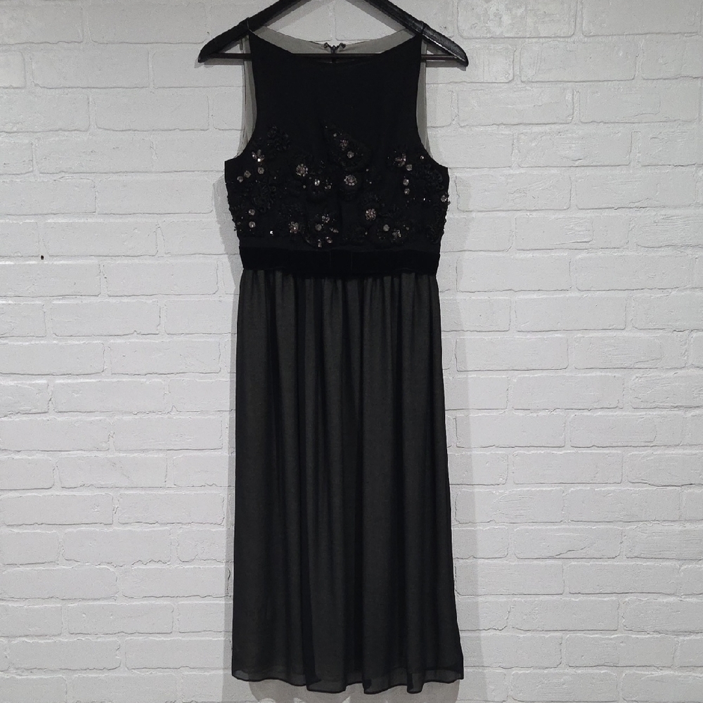 Robert Rodriguez Black Embroidered Jewelled Midi Dress
